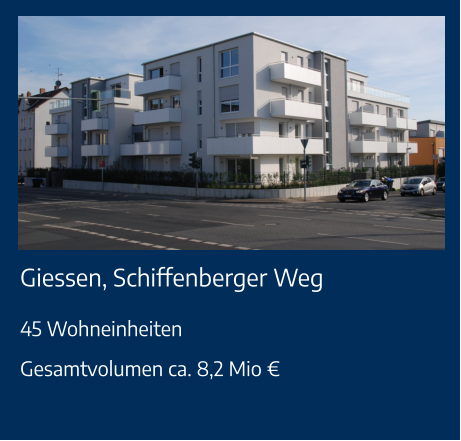 Giessen, Schiffenberger Weg 45 WohneinheitenGesamtvolumen ca. 8,2 Mio €
